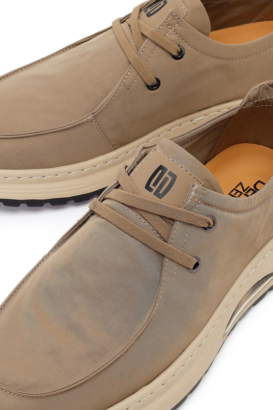 Derimod Zero Male Beige Lace-Up Thick-Soled Fabric Casual Shoe