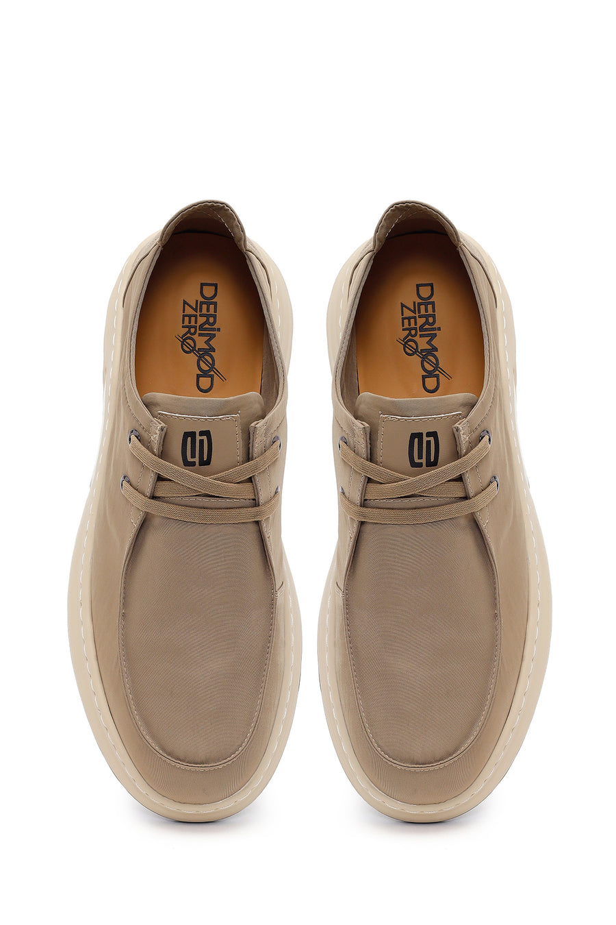 Derimod Zero Male Beige Lace-Up Thick-Soled Fabric Casual Shoe