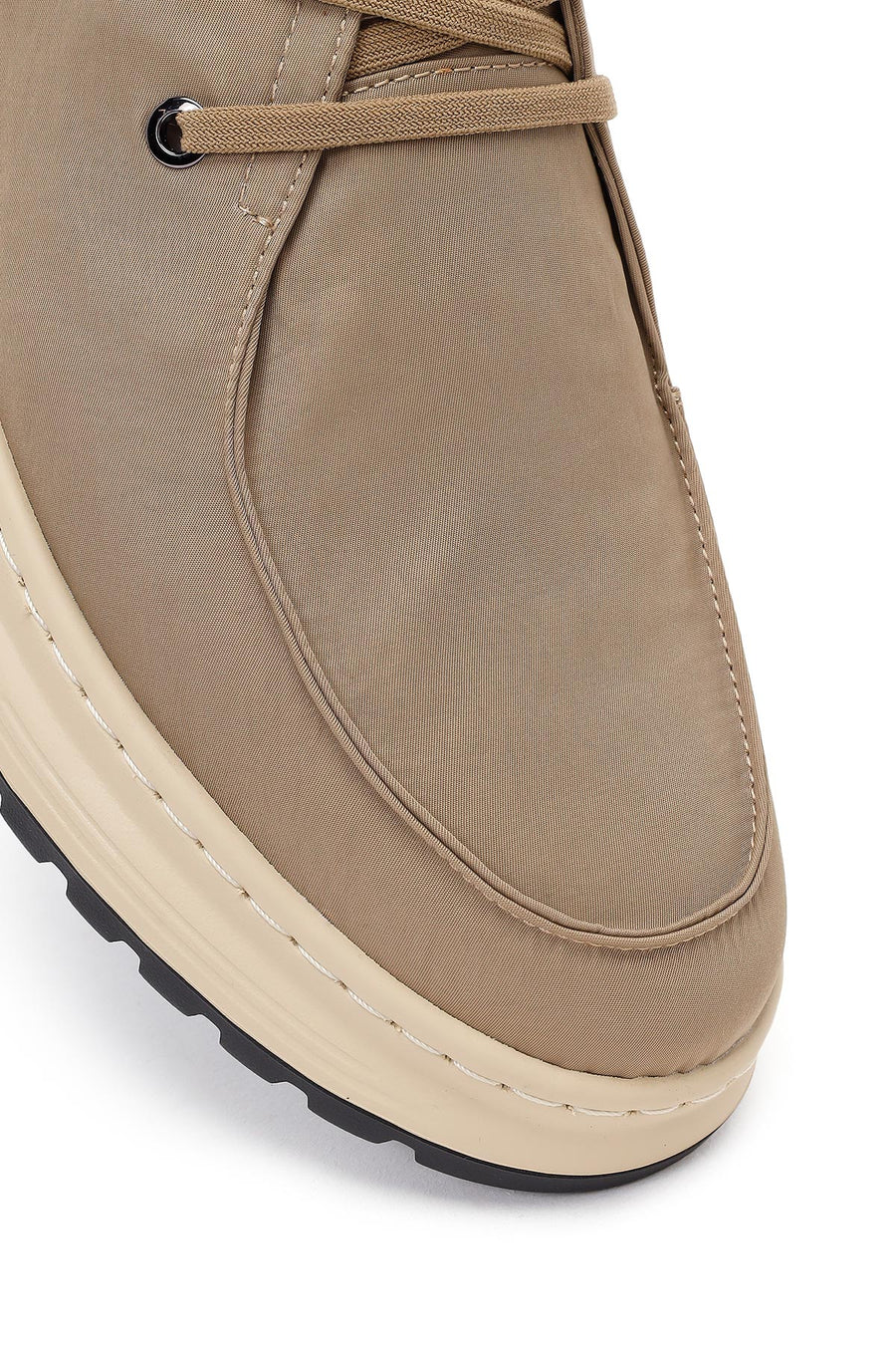 Derimod Zero Male Beige Lace-Up Thick-Soled Fabric Casual Shoe