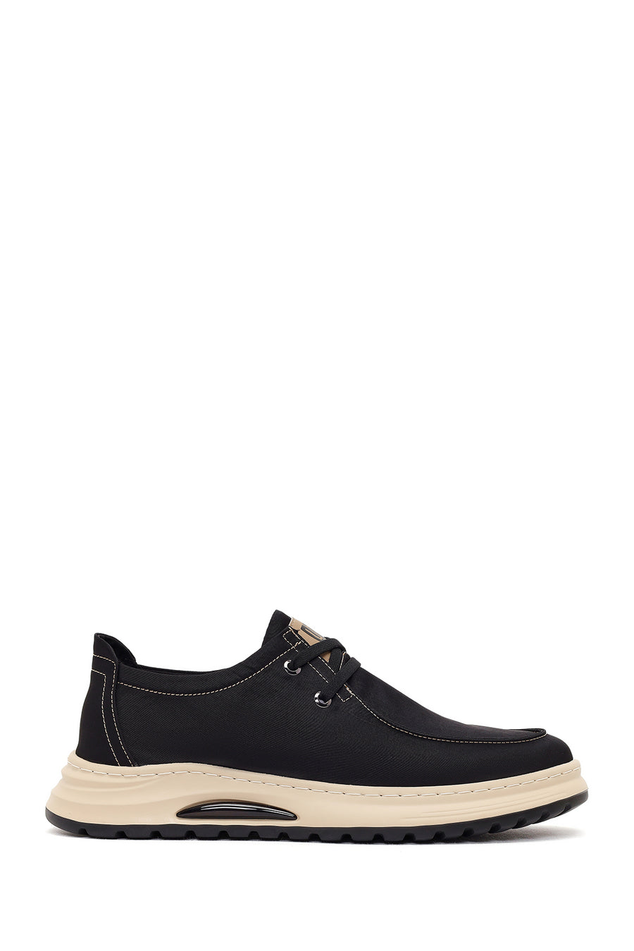 Derimod Zero Male Black Lace-Up Thick-Soled Fabric Casual Shoes 26SFD69136F | Derimod