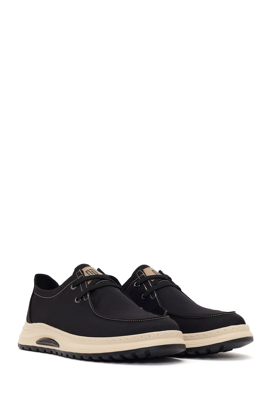Derimod Zero Male Black Lace-Up Thick-Soled Fabric Casual Shoes