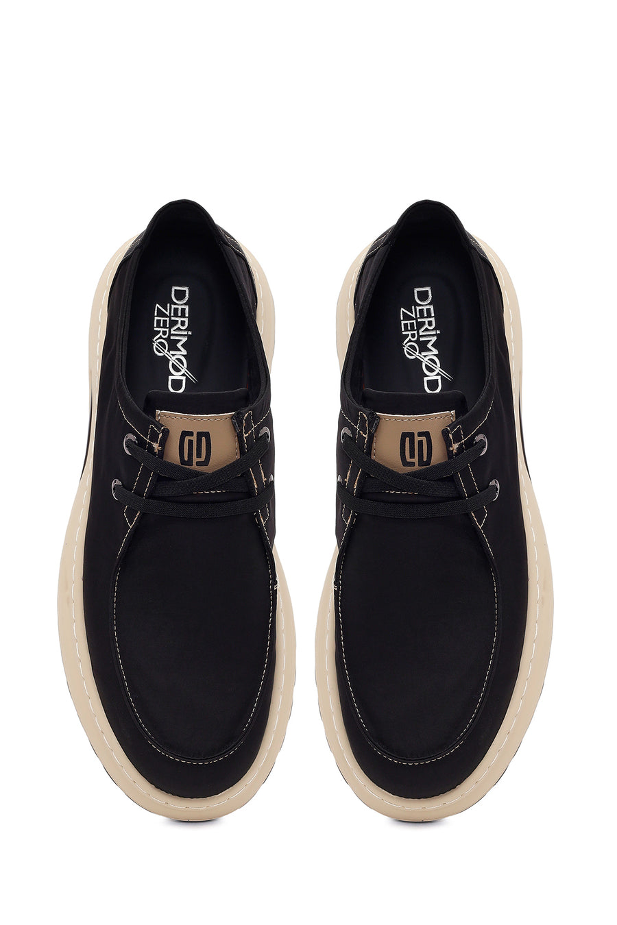 Derimod Zero Male Black Lace-Up Thick-Soled Fabric Casual Shoes