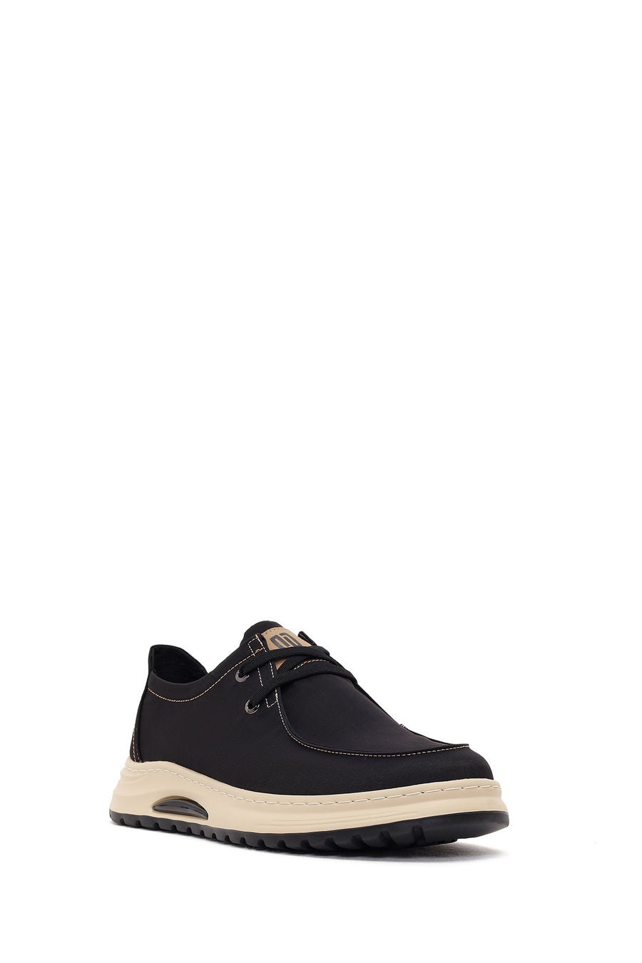 Derimod Zero Male Black Lace-Up Thick-Soled Fabric Casual Shoes