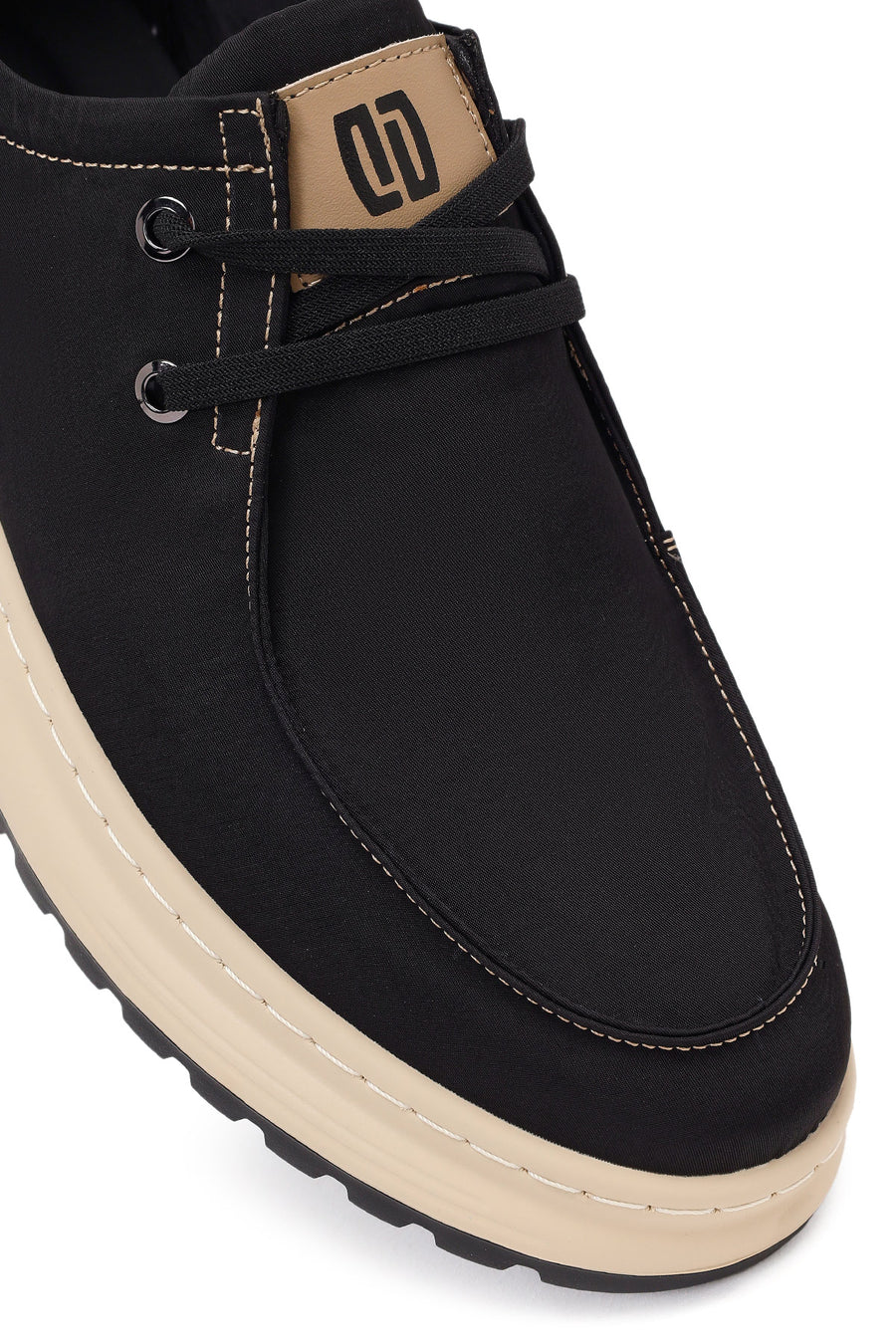 Derimod Zero Male Black Lace-Up Thick-Soled Fabric Casual Shoes