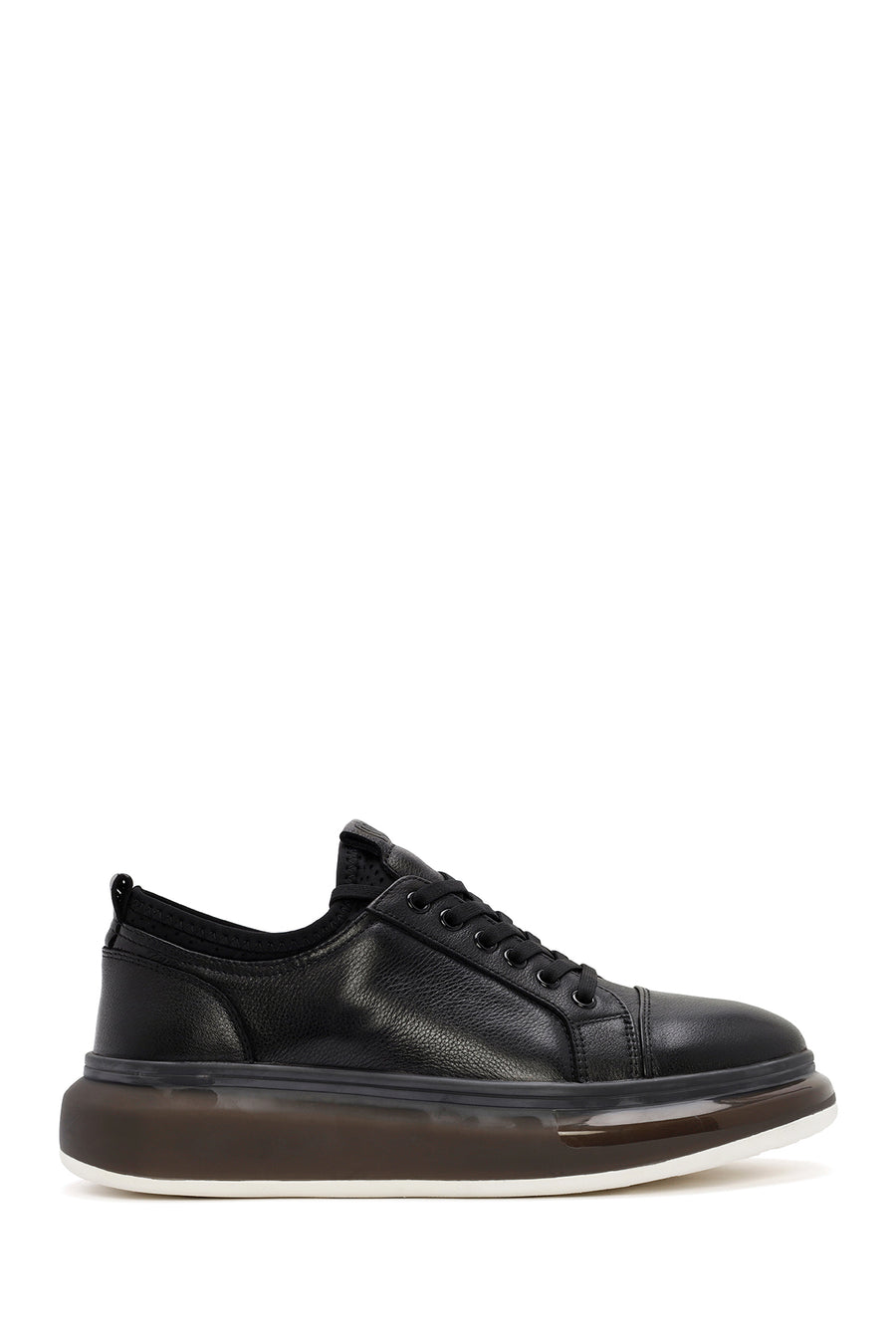 Men's Black Lace-up Thick-Sole Leather Sneaker 26SFD691418 | Derimod