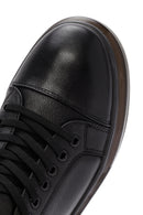 Erkek Siyah Bağcıklı Kalın Tabanlı Deri Sneaker | Derimod