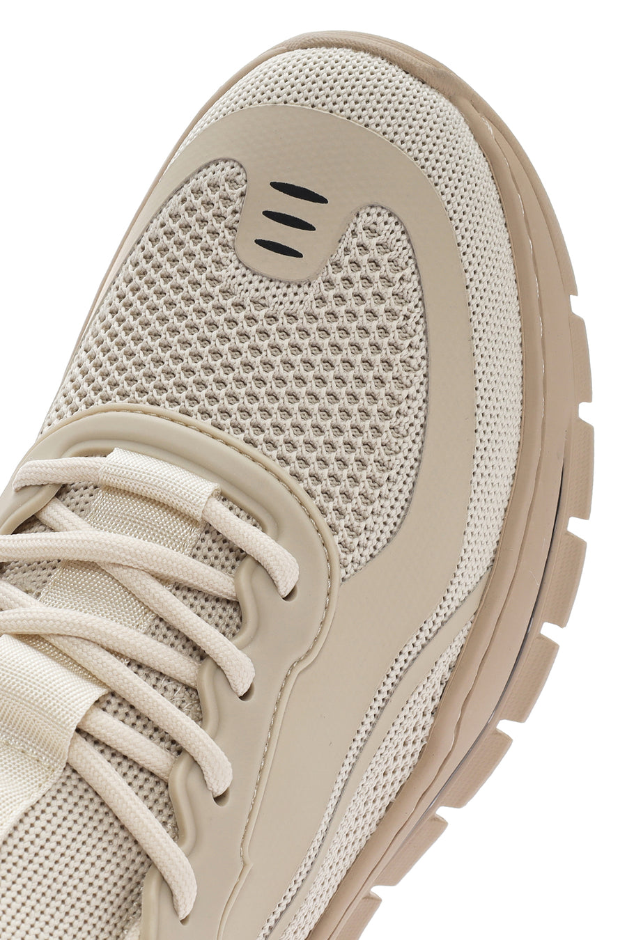 Derimod Zero Men's Beige Lace-Up Thick Soled Fabric Sneaker