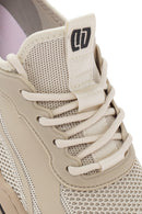 Derimod Zero Men's Beige Lace-Up Thick Soled Fabric Sneaker | Derimod