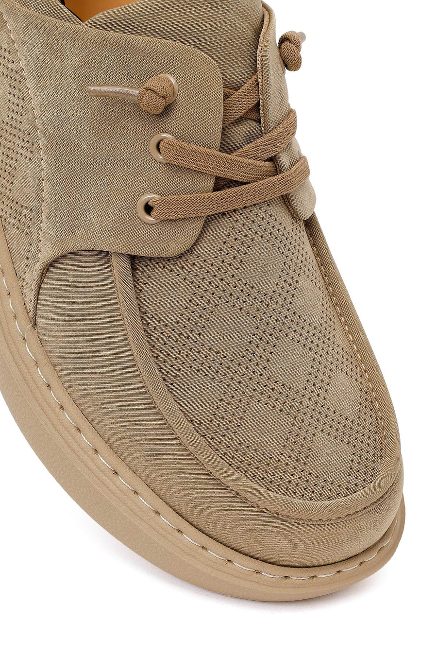 Derimod Zero Male Beige Lace-Up Fabric Sneaker