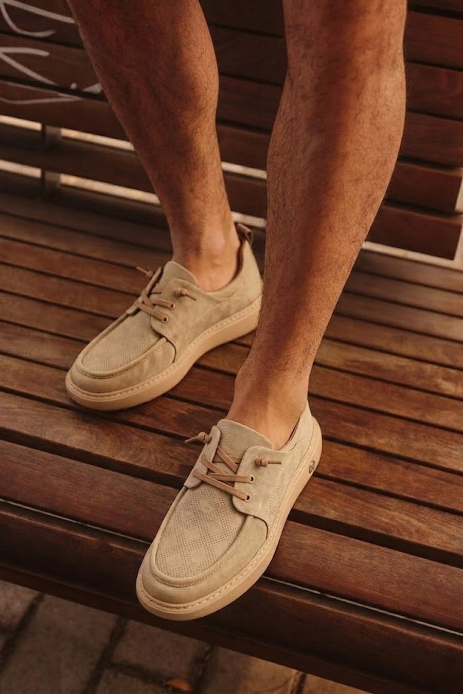 Derimod Zero Male Beige Lace-Up Fabric Sneaker