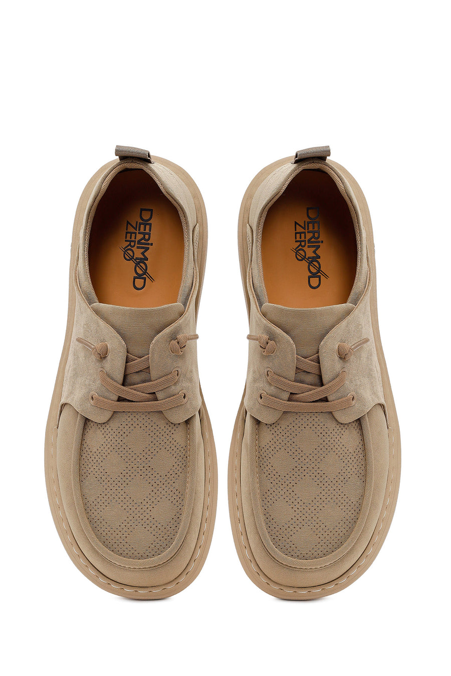 Derimod Zero Male Beige Lace-Up Fabric Sneaker