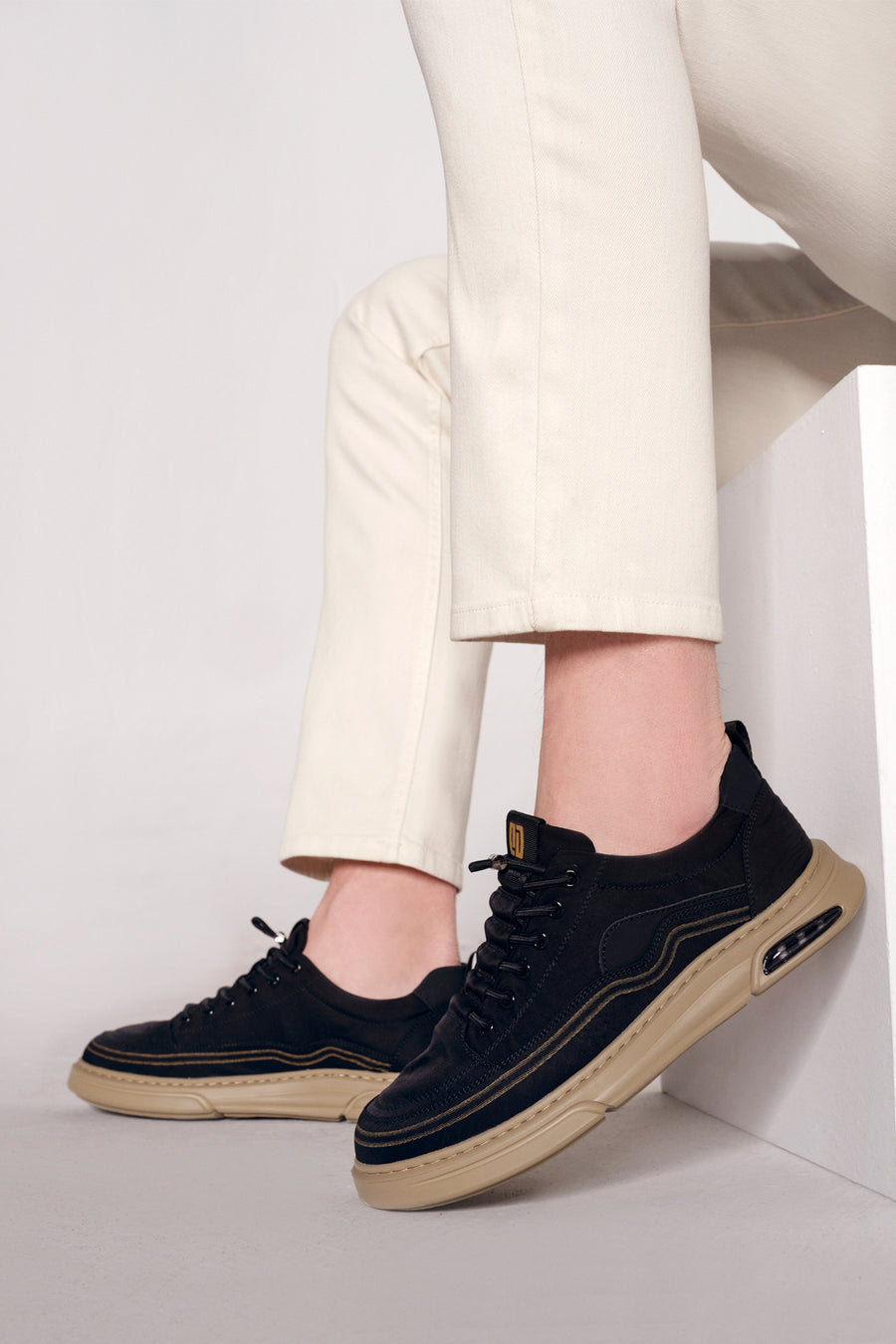 Derimoz Zero Male Black Lace-Up Fabric Sneaker