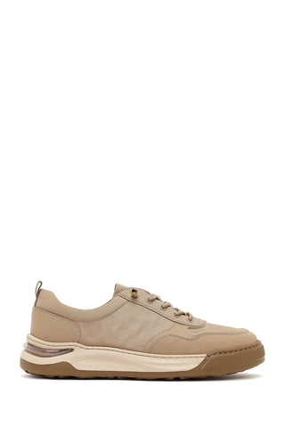 Derimod Zero Erkek Bej Bağcıklı Kalın Tabanlı Kumaş Sneaker