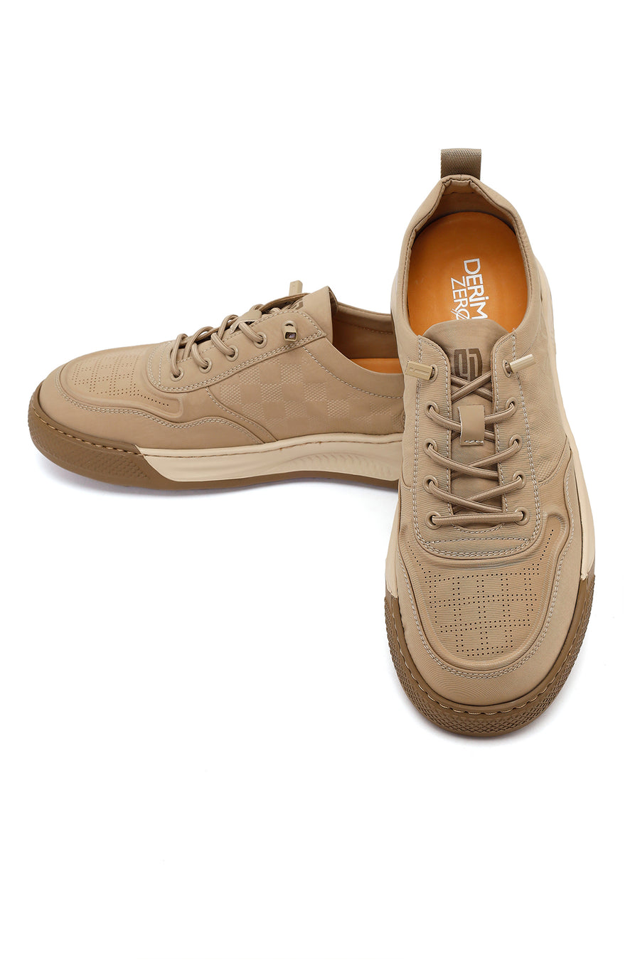 Derimod Zero Erkek Bej Bağcıklı Kalın Tabanlı Kumaş Sneaker