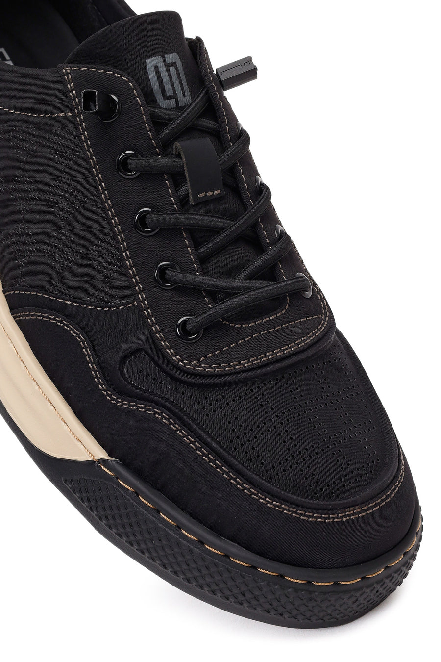 Derimod Zero Male Black Lace-Up Thick-Soled Fabric Sneakers