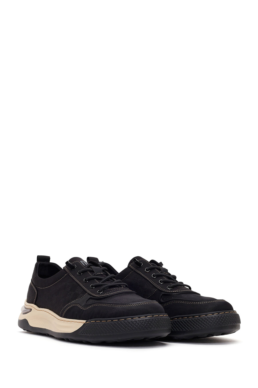 Derimod Zero Male Black Lace-Up Thick-Soled Fabric Sneakers