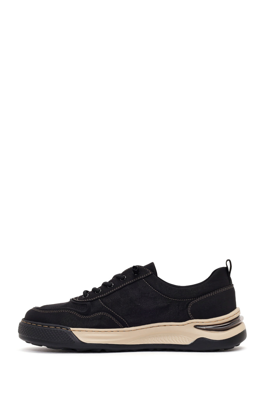 Derimod Zero Male Black Lace-Up Thick-Soled Fabric Sneakers