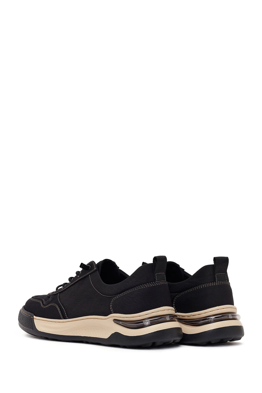 Derimod Zero Male Black Lace-Up Thick-Soled Fabric Sneakers