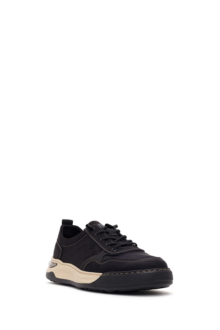 Derimod Zero Male Black Lace-Up Thick-Soled Fabric Sneakers