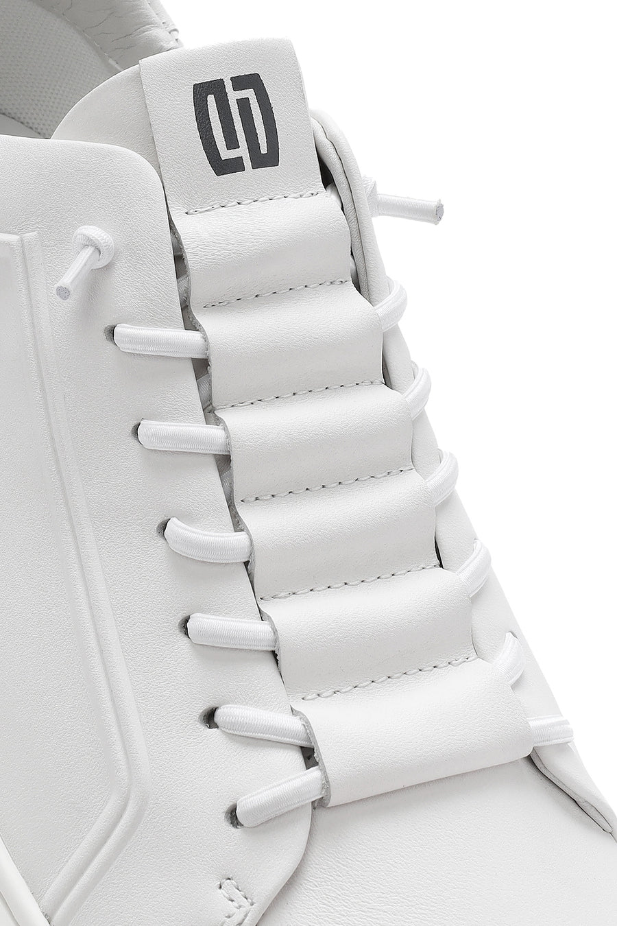 Erkek Beyaz Bağcıklı Deri Sneaker