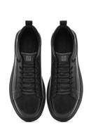 Erkek Siyah Bağcıklı Deri Sneaker | Derimod
