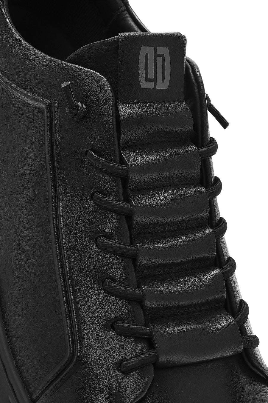 Erkek Siyah Bağcıklı Deri Sneaker
