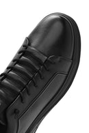 Erkek Siyah Bağcıklı Deri Sneaker | Derimod