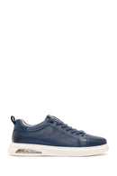 Erkek Lacivert Bağcıklı Deri Sneaker | Derimod