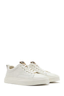 Erkek Beyaz Bağcıklı Kalın Tabanlı Deri Sneaker | Derimod