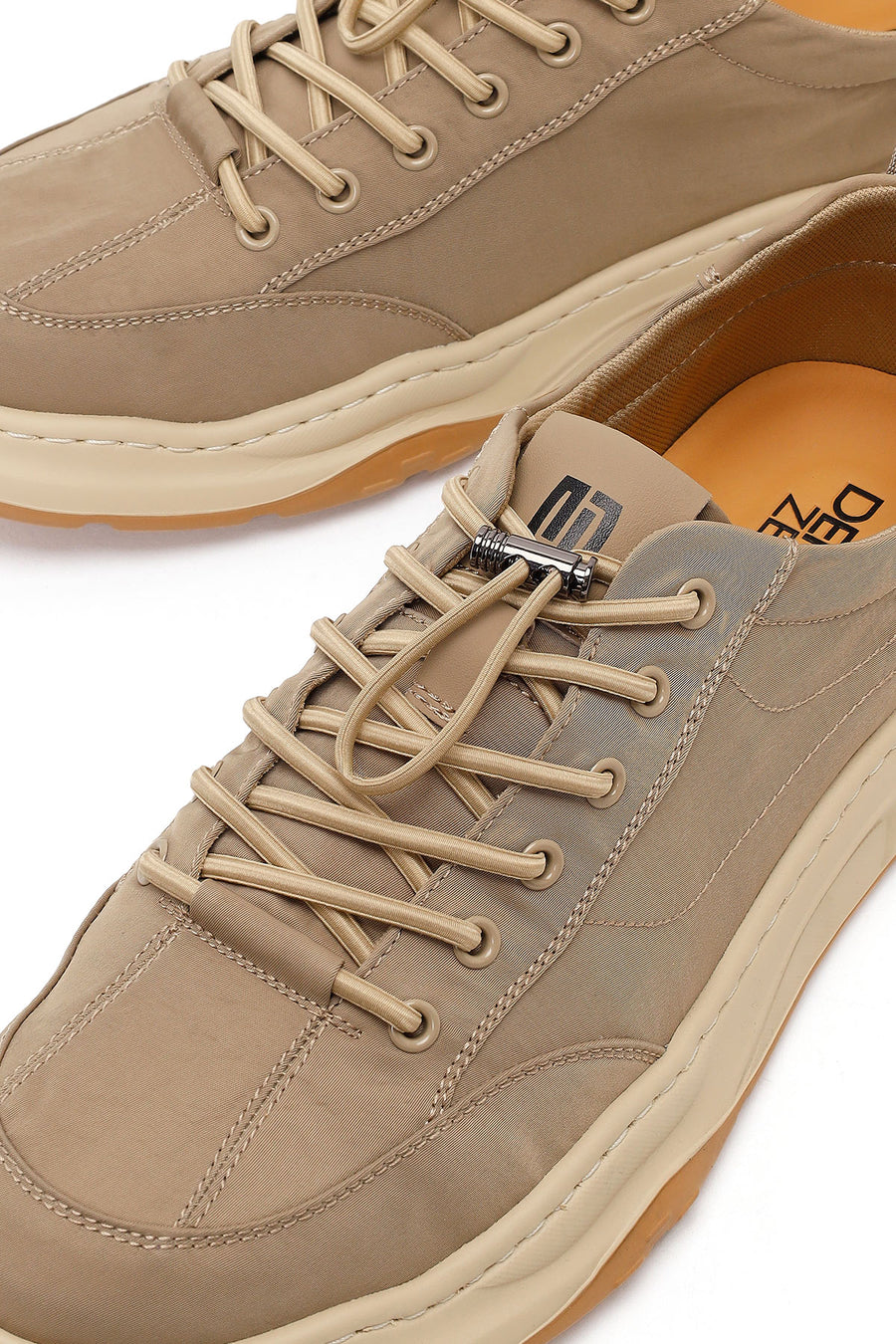 Derimod Zero Male Beige Lace-Up Fabric Sneakers