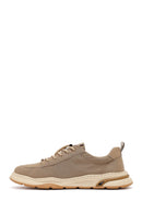 Derimod Zero Male Beige Lace-Up Fabric Sneakers | Derimod