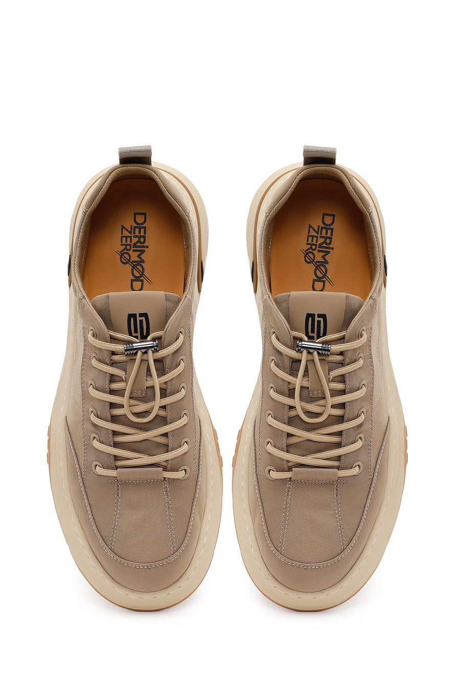 Derimod Zero Male Beige Lace-Up Fabric Sneakers