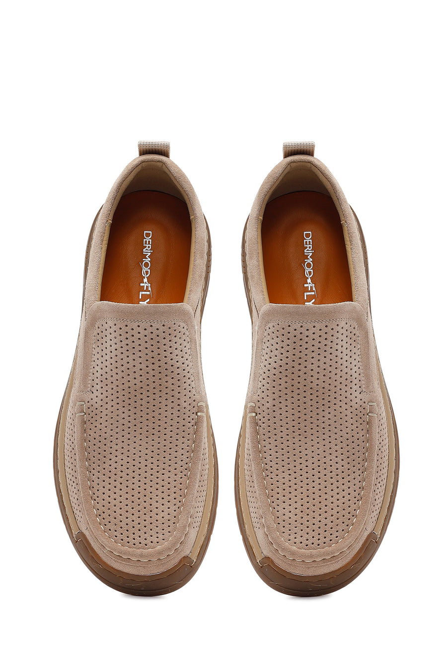 Derimod Fly Male Beige Suede Leather Casual Loafer