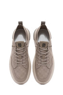 Men's Beige Lace-Up Chunky Sole Patterned Fabric Sneaker | Derimod