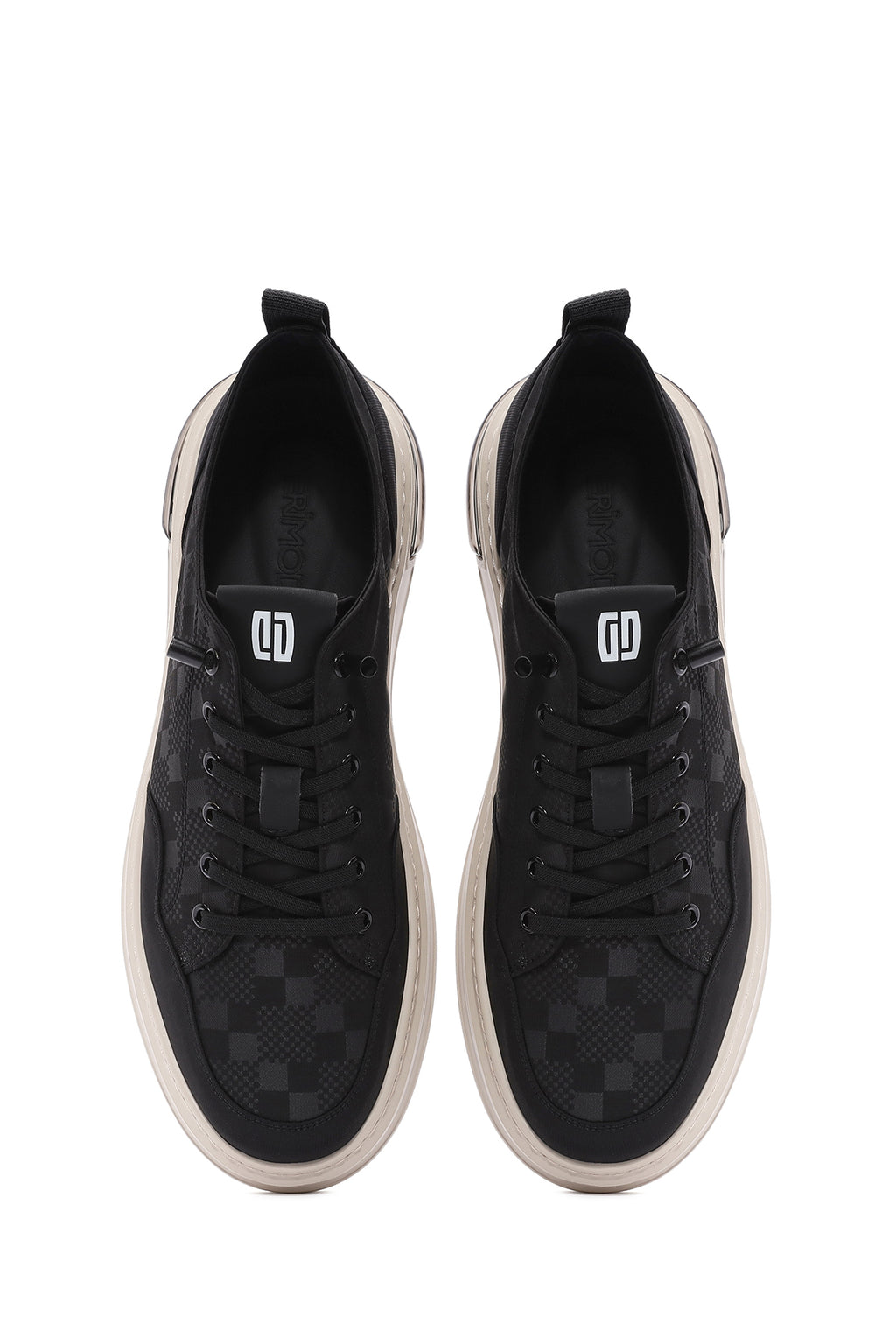 Erkek Siyah Bağcıklı Kalın Tabanlı Desenli Kumaş Sneaker