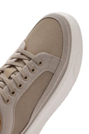 Men's Beige Lace-up Thick-Sole Fabric Sneaker | Derimod