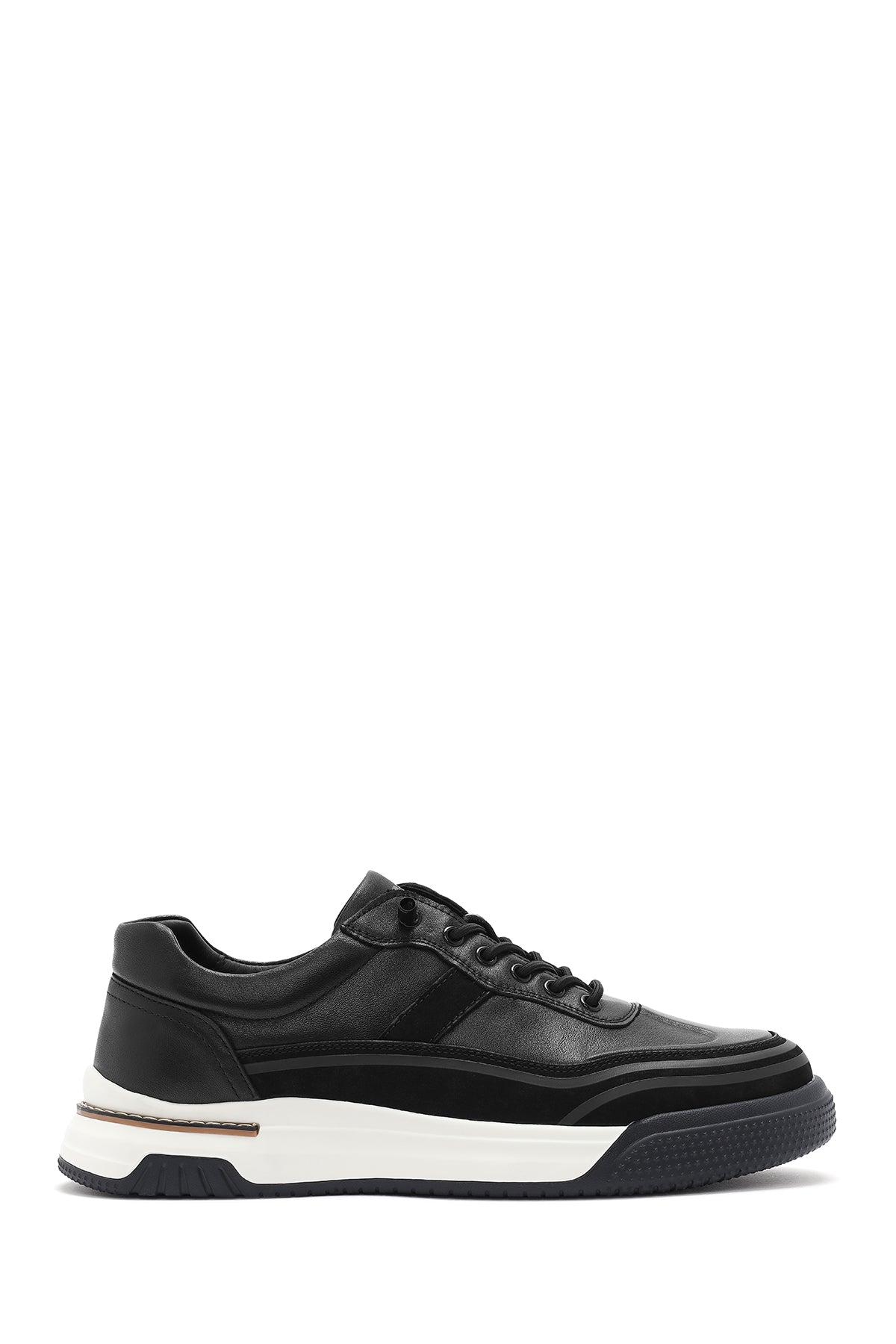 Men's Black Lace-up Thick-Sole Leather Sneaker 26SFD693518 | Derimod