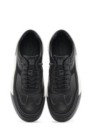 Men's Black Lace-up Thick-Sole Leather Sneaker | Derimod
