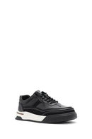 Men's Black Lace-up Thick-Sole Leather Sneaker | Derimod
