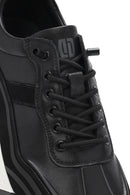 Men's Black Lace-up Thick-Sole Leather Sneaker | Derimod