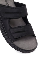 Erkek Siyah Bantlı Deri Terlik | Derimod