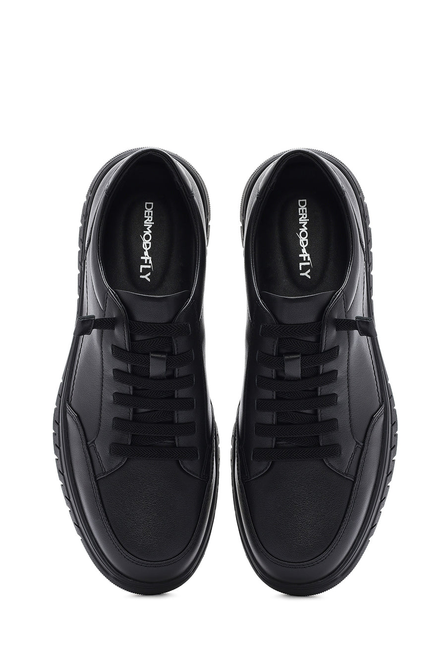 Men's Black Lace-up Leather Sneaker