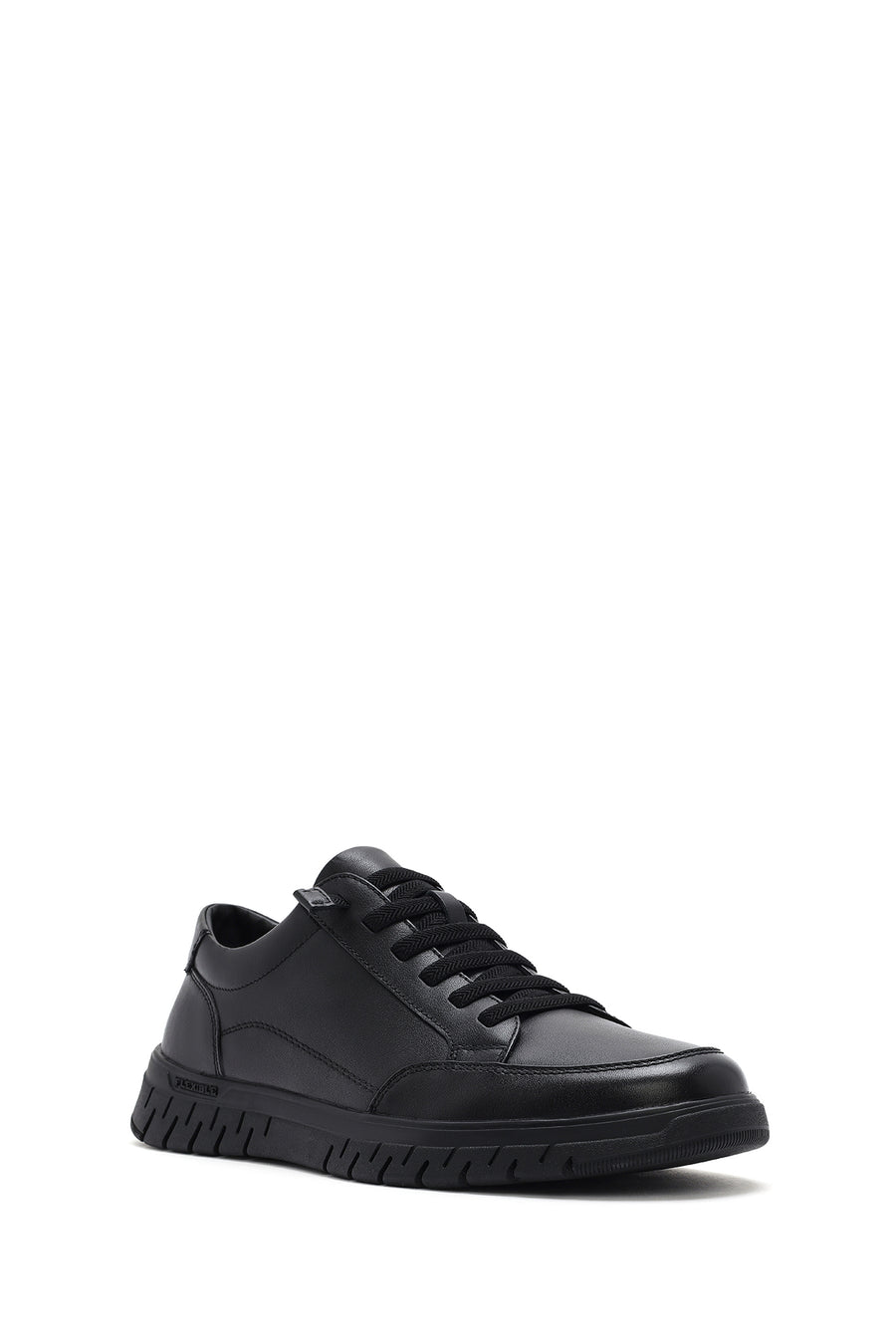 Men's Black Lace-up Leather Sneaker