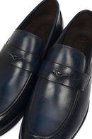 Erkek Lacivert Deri Klasik Loafer | Derimod