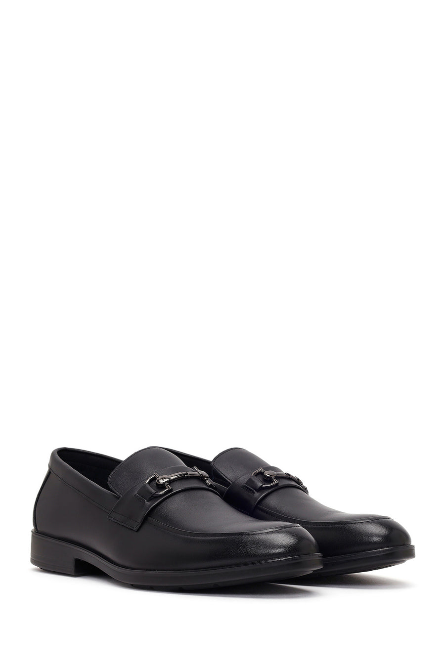 Erkek Siyah Tokalı Deri Klasik Loafer