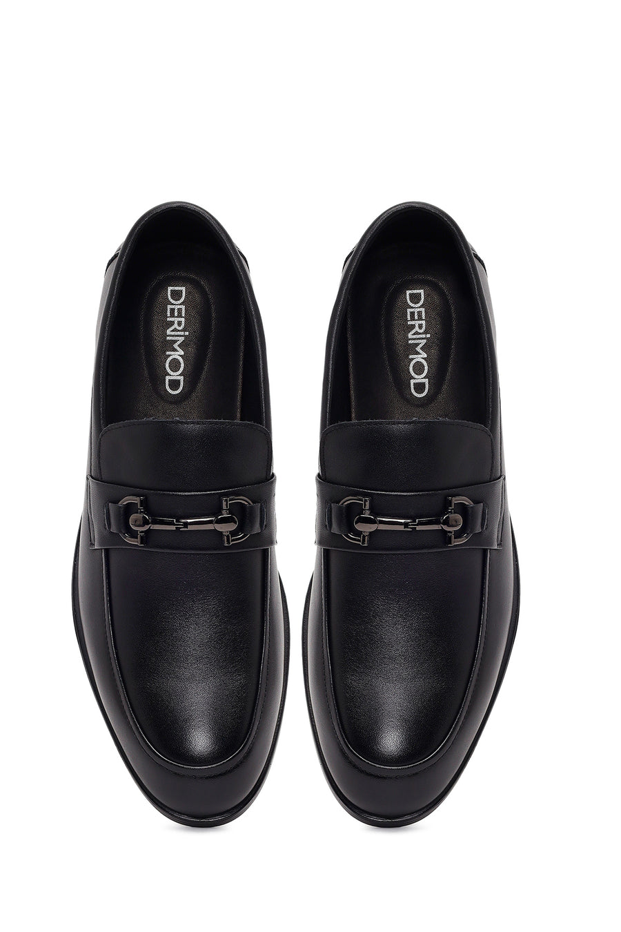 Erkek Siyah Tokalı Deri Klasik Loafer