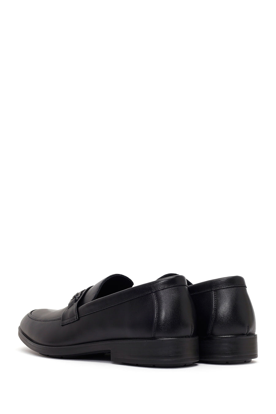 Erkek Siyah Tokalı Deri Klasik Loafer