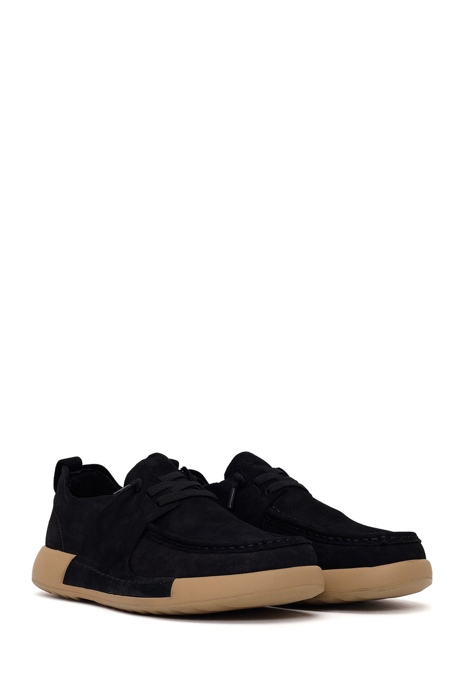 Male Black Lace-up Nubuck Leather Casual Shoes