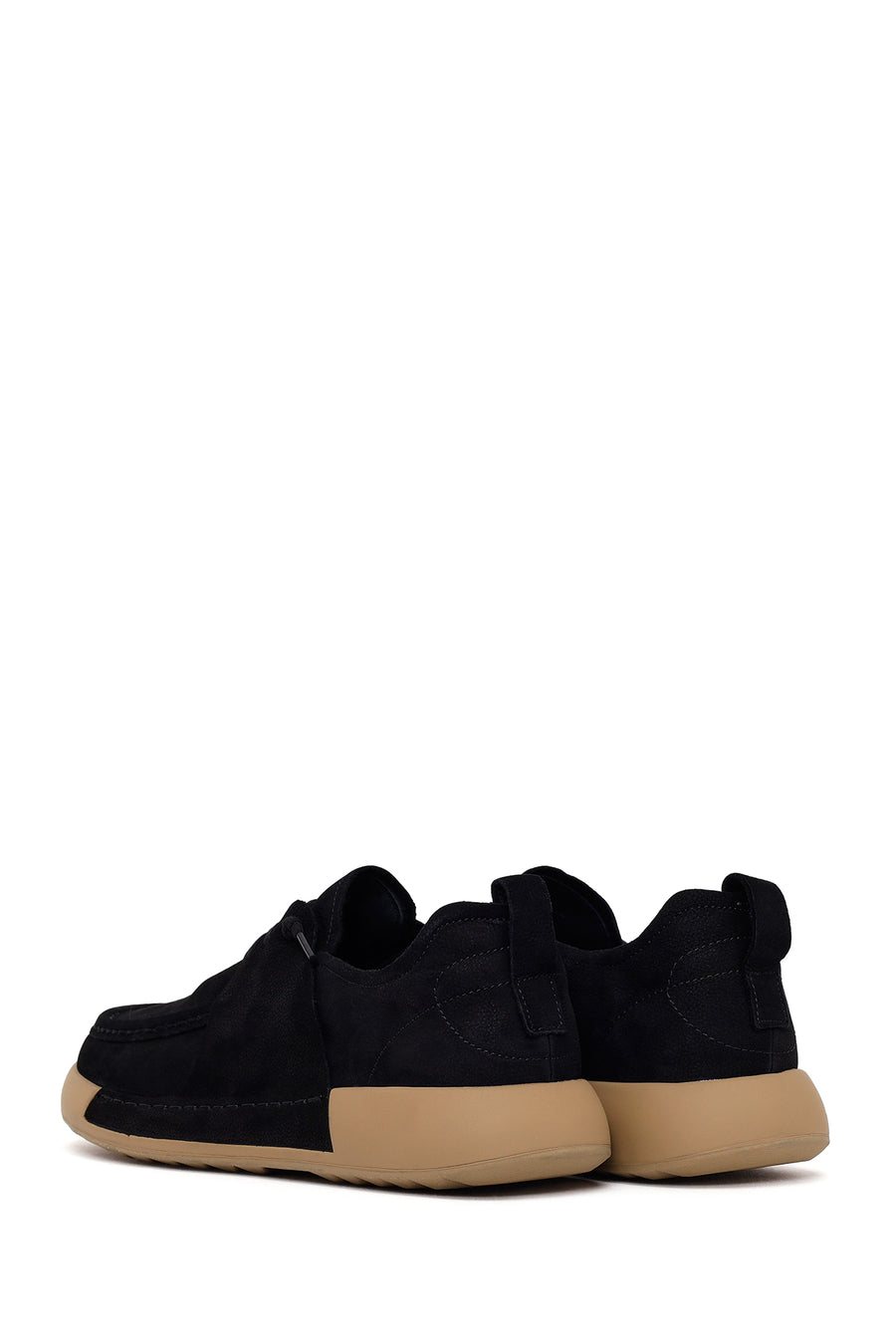 Male Black Lace-up Nubuck Leather Casual Shoes