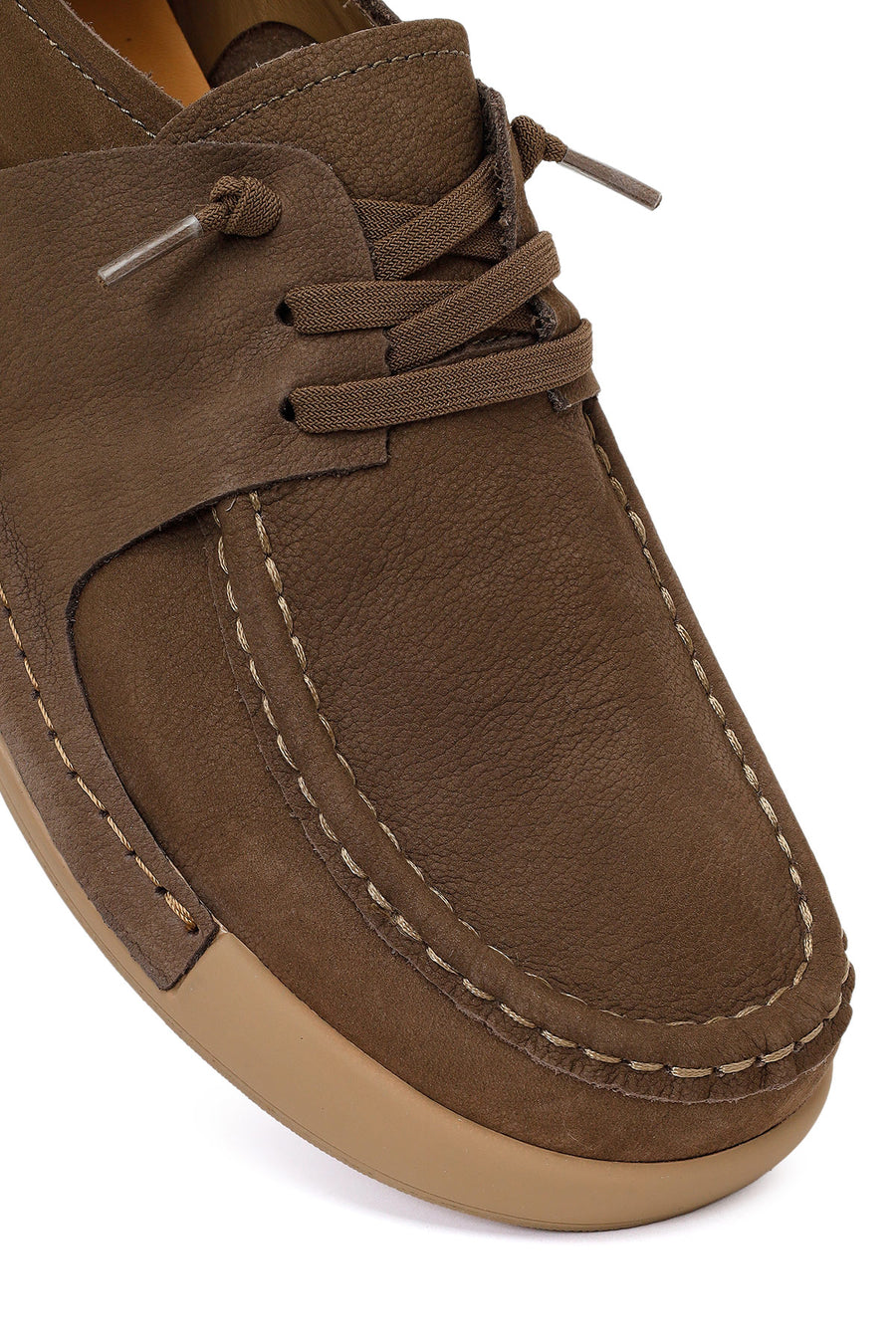 Male Khaki Lace-up Nubuck Leather Casual Shoes